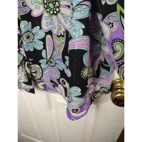 Gloria Lance Woman 3X Blouse Retro 3/4 Slit Sleeve Button Front Tank Lined - Picture 6 of 9